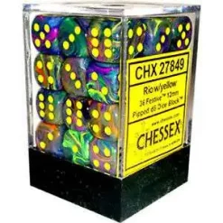 Outlet ❤️ Chessex 6-Sided d6 Festive Rio with Yellow 12mm Dice Pack #27849 🔔