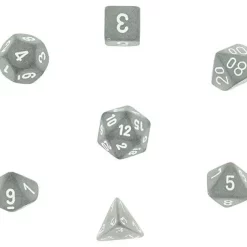 Outlet 👍 Chessex Frosted Smoke Dice with White Numbers Polyhedral 7-Die Dice Set 🛒