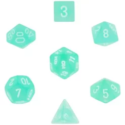 Coupon 👏 Chessex Frosted Teal Dice with White Numbers Polyhedral 7-Die Dice Set 🎉