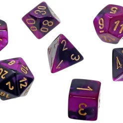 Flash Sale 👏 Chessex Gemini Black & Purple Dice with Gold Numbers Polyhedral 7-Die Dice Set ❤️