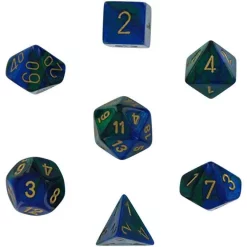 Best deal 🎁 Chessex Gemini Blue & Green Dice with Gold Numbers Polyhedral 7-Die Dice Set ⌛
