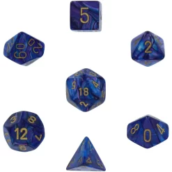 Cheap 🧨 Chessex Lustrous Purple with Gold Numbers Polyhedral 7-Die Dice Set ⌛