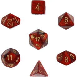 Hot Sale ✨ Chessex Scarab Scarlet with Gold Numbers Polyhedral 7-Die Dice Set ⭐