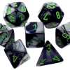 Cheapest 🎉 Chessex Gemini Black-Gray with Green Numbers Polyhedral 7-Die Dice Set ⭐