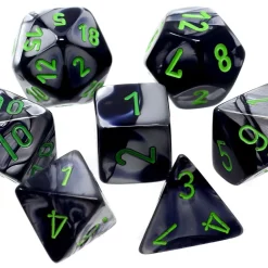 Cheapest 🎉 Chessex Gemini Black-Gray with Green Numbers Polyhedral 7-Die Dice Set ⭐