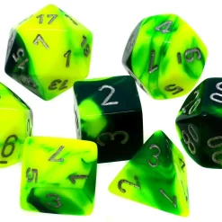 Buy 😉 Chessex Gemini Green-Yellow with Silver Polyhedral 7-Die Dice Set [Damaged Package] 🤩
