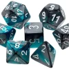 Coupon 💯 Chessex Gemini Steel-Teal with White Numbers Polyhedral 7-Die Dice Set 🔥
