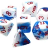 Deals ✨ Chessex Gemini Atral Blue-White with Red Numbers Polyhedral 7-Die Dice Set ⭐