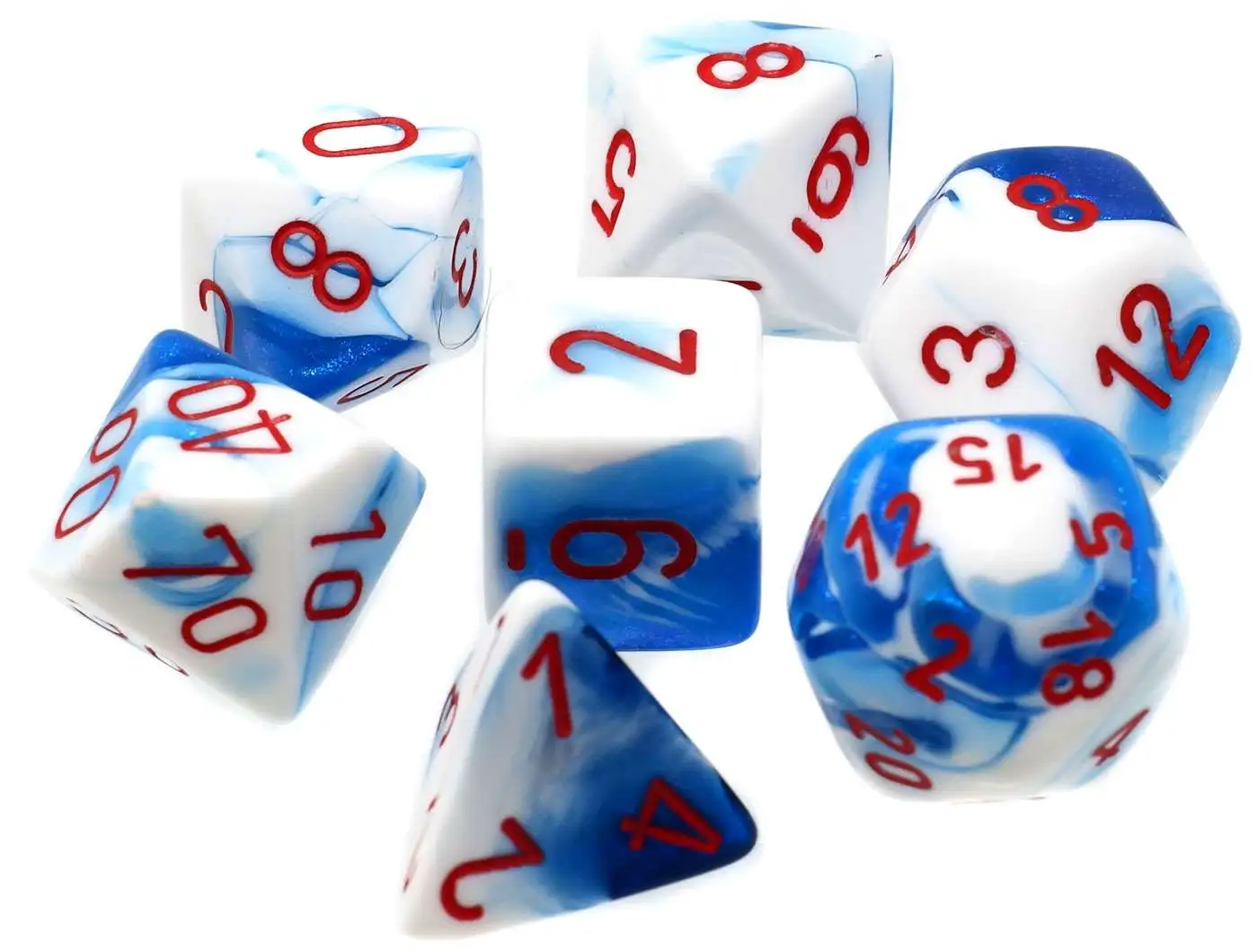 Deals ✨ Chessex Gemini Atral Blue-White with Red Numbers Polyhedral 7-Die Dice Set ⭐ 1 Deals ✨ Chessex Gemini Atral Blue-White with Red Numbers Polyhedral 7-Die Dice Set ⭐
