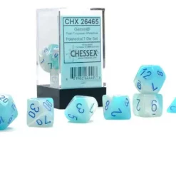 Hot Sale ✨ Chessex Gemini Pearl Turquoise-White / Blue Polyhedral 7-Die Dice Set #26465 🤩