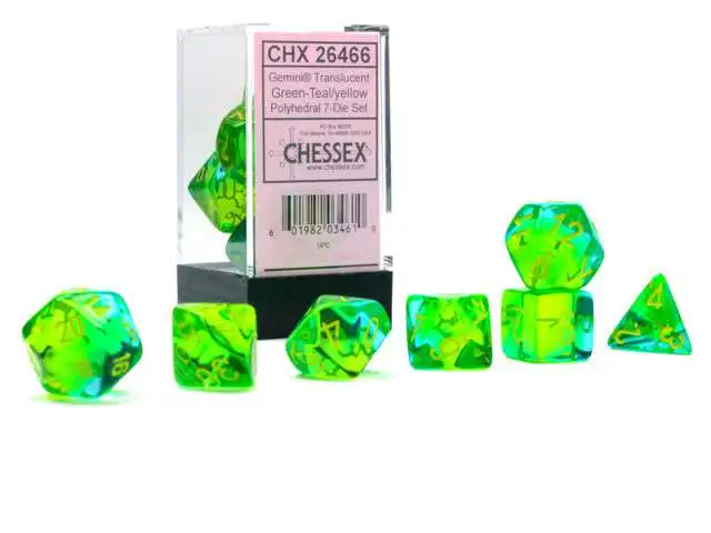 Best deal π₯ Chessex Gemini Green-Teal / Yellow Polyhedral 7-Die Dice Set #26466 𧨠1 Best deal π₯ Chessex Gemini Green-Teal / Yellow Polyhedral 7-Die Dice Set #26466 π§¨