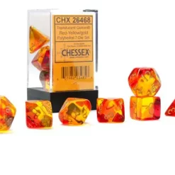 Flash Sale ✔️ Chessex Gemini Red-Yellow / Gold Polyhedral 7-Die Dice Set #26468 ⭐