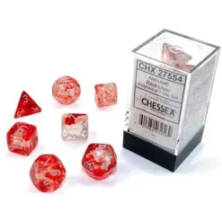 Discount 🎁 Chessex Nebula Red & Silver Luminary Polyhedral 7-Die Dice Set #27554 [Glow-in-the-Dark] 👏