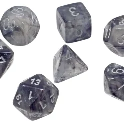 New 🎁 Chessex Borealis Light Smoke / Silver Luminary Polyhedral 7-Die Dice Set #27578 🌟