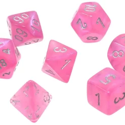 Wholesale 🔥 Chessex Borealis Pink / Silver Luminary Polyhedral 7-Die Dice Set #27584 ⭐