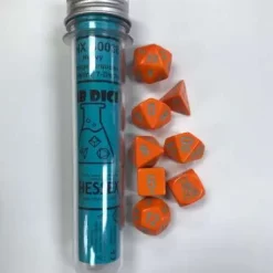 Brand new 🤩 Chessex Heavy Orange / turquoise Polyhedral 7-Die Dice Set 😉