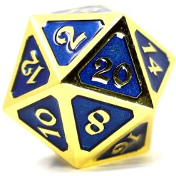 Best Pirce ✨ Mythica Dire Gold Sapphire D20 Metal Polyhedral Die 😉