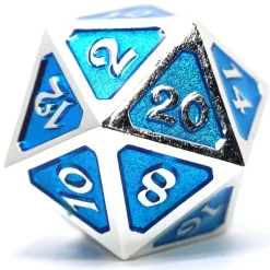 Hot Sale ✔️ Mythica Dire Platinum Aquamarine D20 Metal Polyhedral Die ⌛