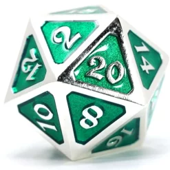 Best Sale 🔥 Mythica Dire Platinum Emerald D20 Metal Polyhedral Die 🎁