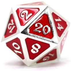 Cheapest ⭐ Mythica Dire Platinum Ruby D20 Metal Polyhedral Die 🧨