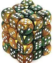 Hot Sale ✨ Chessex 6-Sided d6 Gemini 12mm Dice Pack #26825 [Gold-Green & White] 🎉