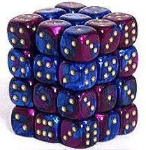 Buy 😀 Chessex 6-Sided d6 Gemini 12mm Dice Pack #26828 [Blue-Purple & Gold] 🎁