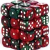 New ✨ Chessex 6-Sided d6 Gemini 12mm Dice Pack #26831 [Green-Red & White] 😉