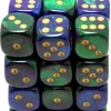 Best reviews of ❤️ Chessex 6-Sided d6 Gemini 12mm Dice Pack #26836 [Blue-Green & Gold] 💯