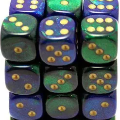 Best reviews of ❤️ Chessex 6-Sided d6 Gemini 12mm Dice Pack #26836 [Blue-Green & Gold] 💯