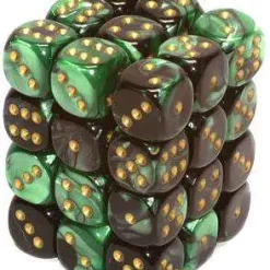 Buy 🤩 Chessex 6-Sided d6 Gemini 12mm Dice Pack #26839 [Green & Gold] 😀