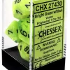 Best reviews of 👍 Chessex Polyhedral 7-Die Set Vortex Dice Pack #27430 [Bright Green w/Black] 😍