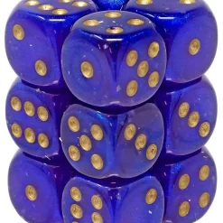 Best Pirce ⌛ Chessex 6-Sided d6 Borealis Luminary 16mm Dice Pack #27787 [Royal Purple/Gold] 🛒