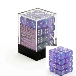 Cheapest ✨ Chessex 6-Sided d6 Borealis 12mm Dice Pack #27807 [Purple & White] 🔔