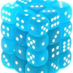 Best deal 👏 Chessex 6-Sided d6 Frosted 12mm Dice Pack #27816 [Carribean Blue & White] ⌛