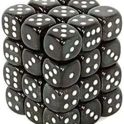 Discount 🔥 Chessex 6-Sided d6 Borealis 12mm Dice Pack #27828 [Smoke & Silver] ⭐