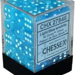 Flash Sale ⭐ Chessex 6-Sided d6 Cirrus 12mm Dice Pack #27846 [Light Blue & White] 😉