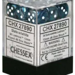 Flash Sale 🛒 Chessex 6-Sided d6 Lustrous 12mm Dice Pack #27890 [Slate & White] ✨