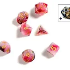 Coupon 🔔 Sirius Dice Marble Pink, Black & Red Polyhedral 7-Die Dice Set 🎁