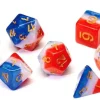 Outlet 👍 Sirius Dice Red, White & Blue Polyhedral 7-Die Dice Set 🥰