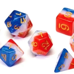 Outlet 👍 Sirius Dice Red, White & Blue Polyhedral 7-Die Dice Set 🥰