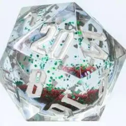 New 🔔 Sirius Dice Large D20 Snow Globe [Silver Ink, Red and Green Glitter, Silver Sno] ❤️