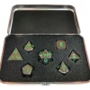 Buy 🌟 Skullsplitter Metal Black Dragon Shiny Black Nickel with Green Numbers Polyhedral 7-Die Dice Set [Warlock Tome Case] 🎁