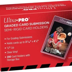 Flash Sale ⌛ Ultra Pro Card Supplies Graded Card Submission Semi-Rigid Card Holders [200 Count with Storage Box] ✔️
